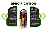 Ovonic 120C 14.8V 1600mAh 4S LiPo Battery Pack for FPV Racing with XT60 Plug